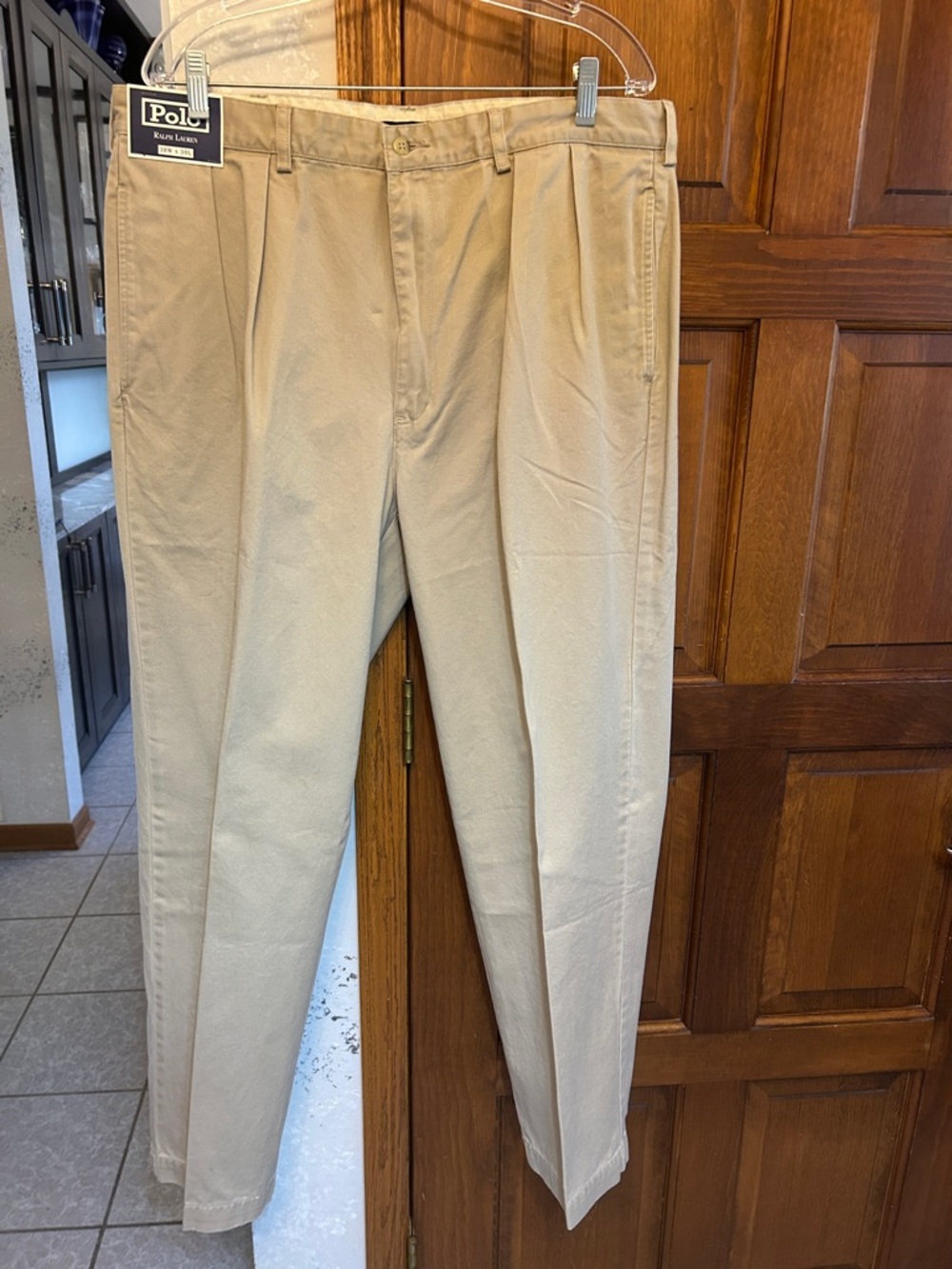 Polo by Ralph Lauren Men’s Khaki Pleated Cotton Chinos